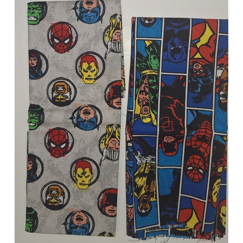 Lot Of 2 Fat Quarter Marvel Heroes Fabric